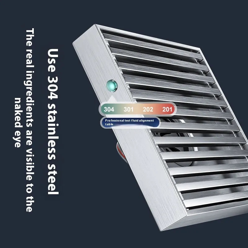 Gun grey 304 stainless steel courtyard deodorant floor drain with 15x15cm dimensions.