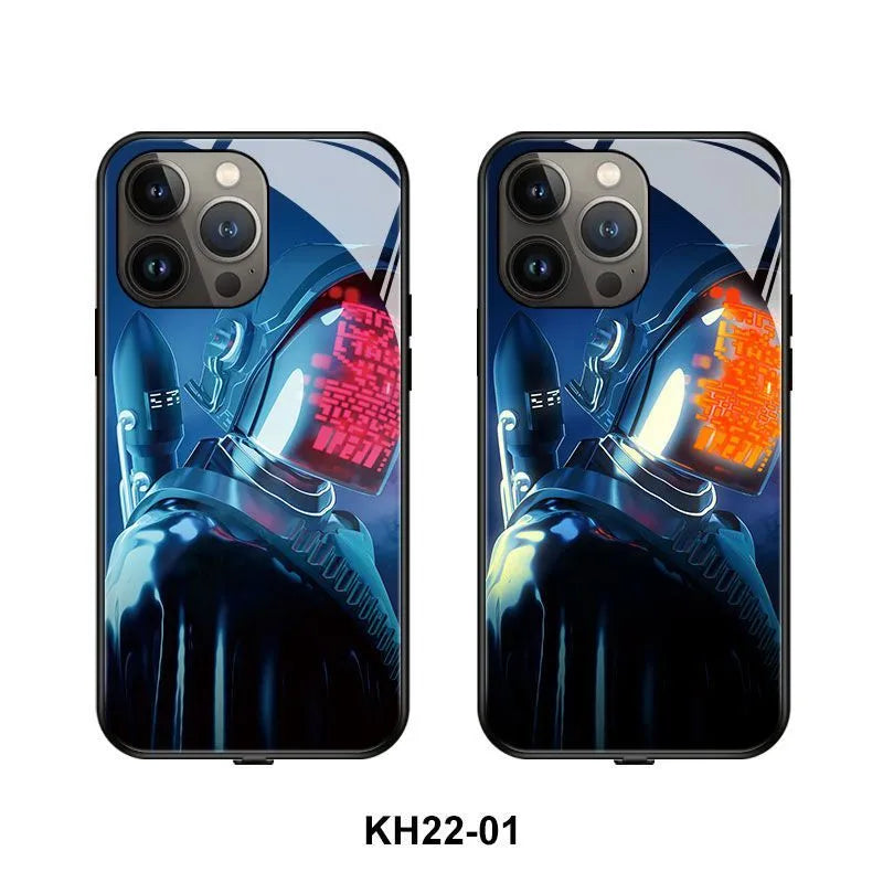 Technology smart luminous TPU tempered glass phone case for iPhone 14 Pro Max, dustproof protective cover in Technology Bear KH22-02 colour