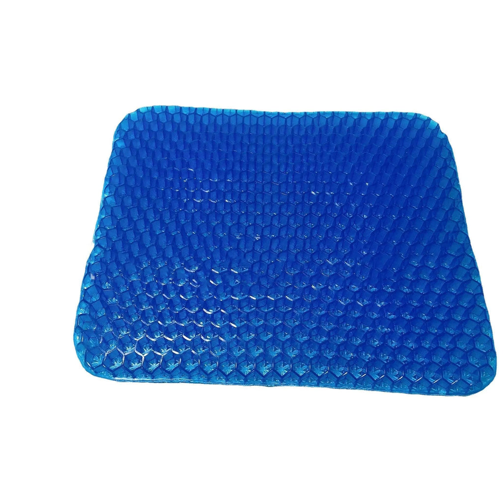 Summer gel seat cushion with honeycomb design showing double thick construction and removable cover