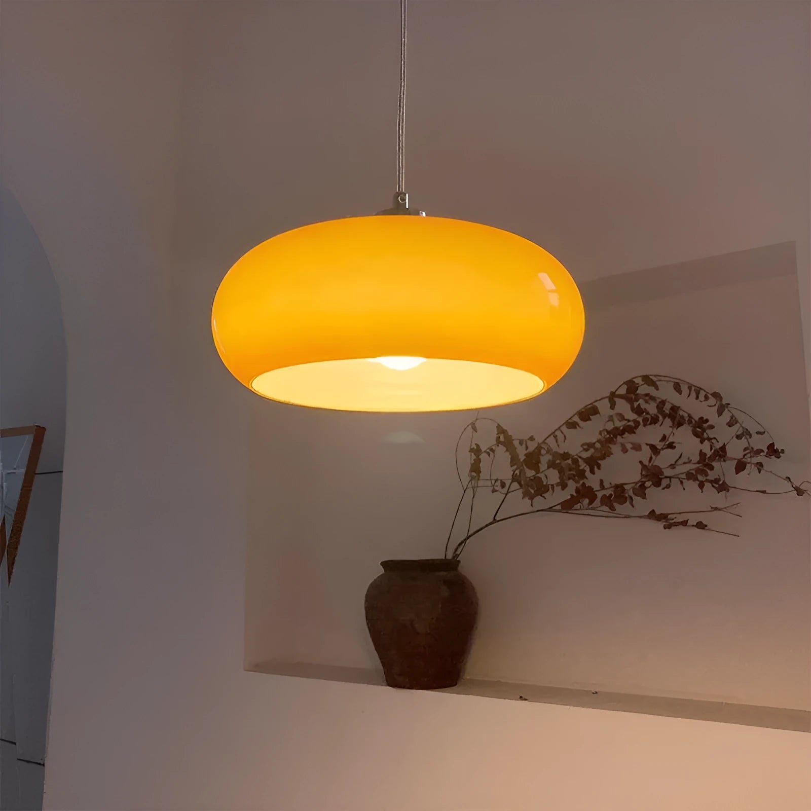Three-headed milk white Bauhaus glass pendant light with retro egg tart design