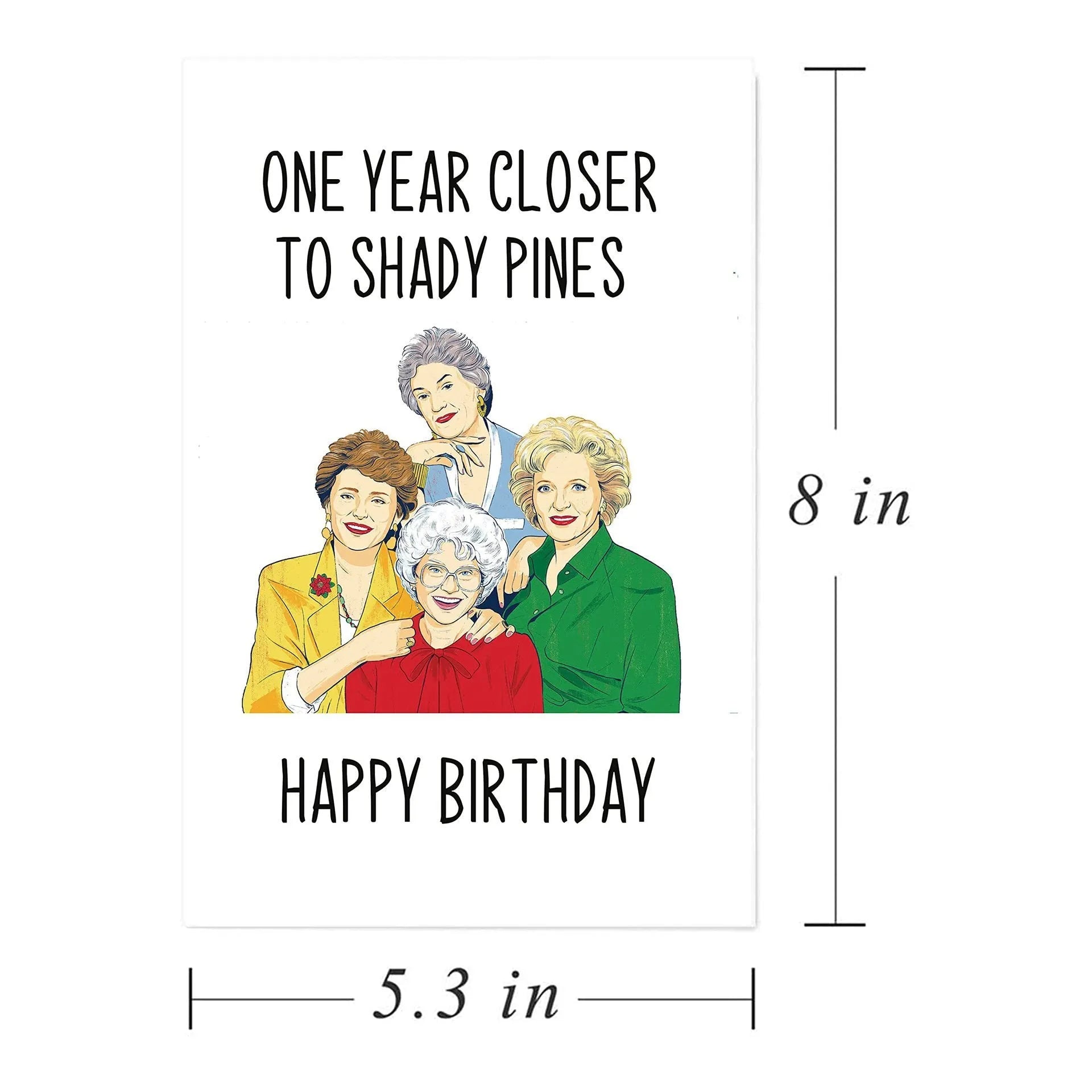 Simple printed birthday greeting card with coloured envelope options in yellow, purple, pink, red, and Kraft paper