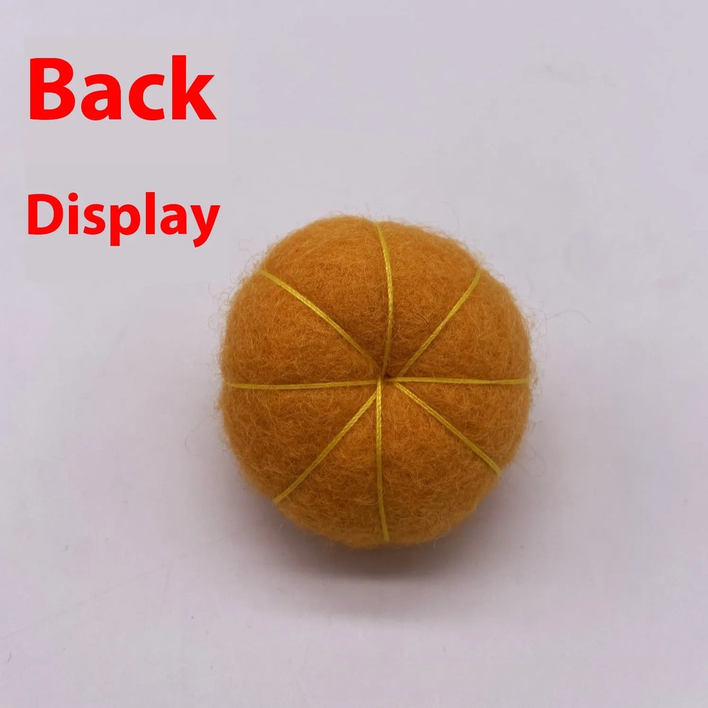 Wool felt pumpkin ornament in orange, 5cm diameter, for dollhouse decoration