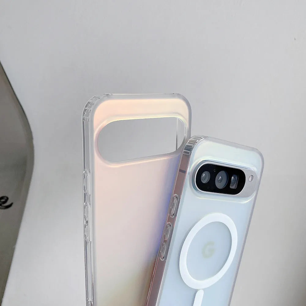 Colourful frosted laser matte phone case for Google smartphones with magnetic element