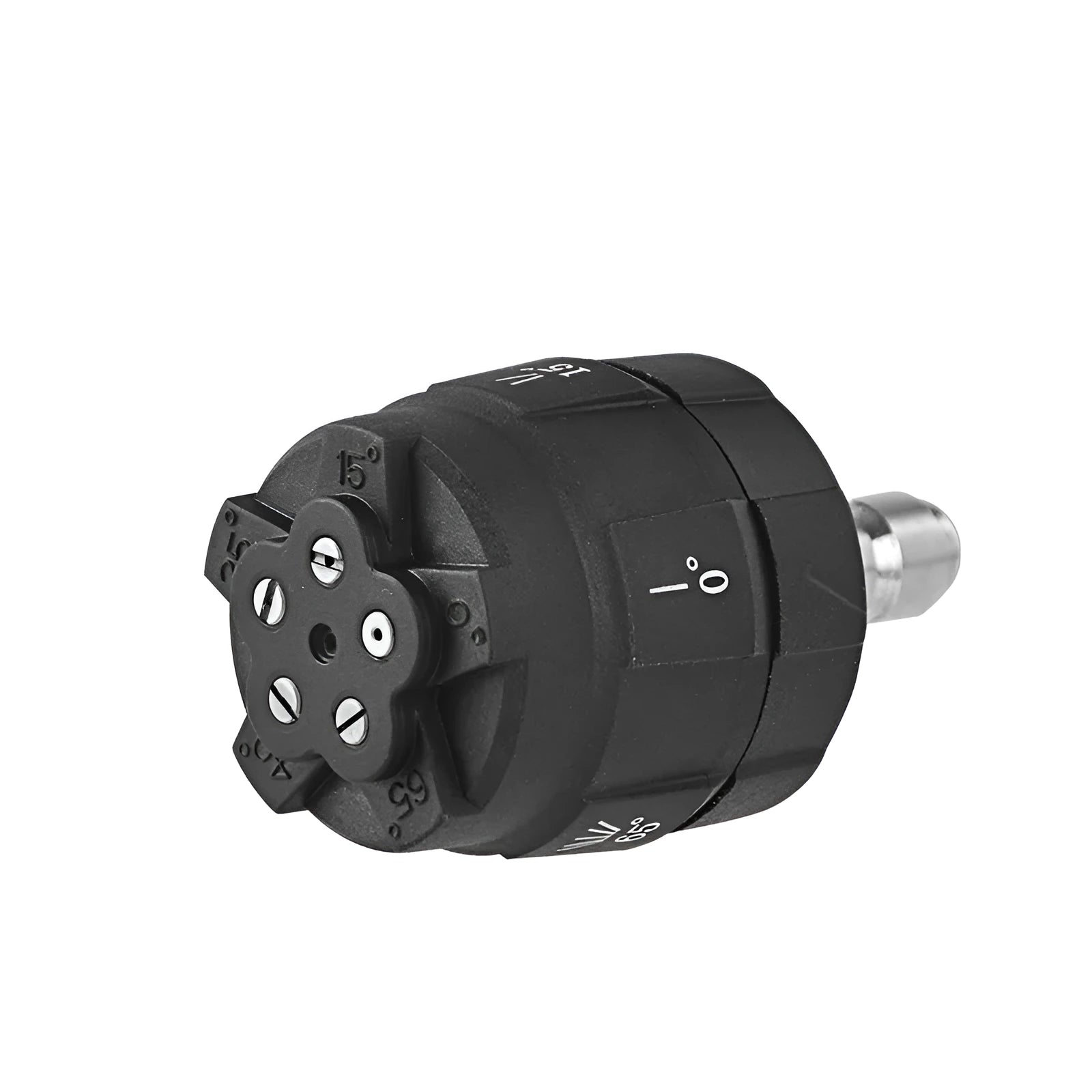 Five-in-one multi-functional spray nozzle for high-pressure water guns with engineering plastic construction