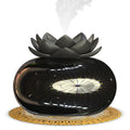 Pure black circular Lotus USB aromatherapy humidifier with ultrasonic ceramic technology