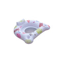 White PVC inflatable U-shaped seat float with glowing edges on water.