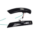 Ford Focus and Mondeo rearview mirror waterfall light kit showing blue and yellow LED options