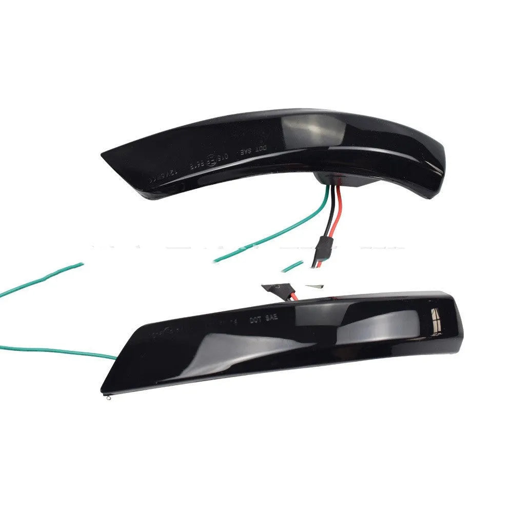 Ford Focus and Mondeo rearview mirror waterfall light kit showing blue and yellow LED options
