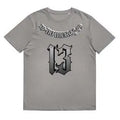Loose straight cut cotton T-shirt with short sleeves and round neck in grey colour
