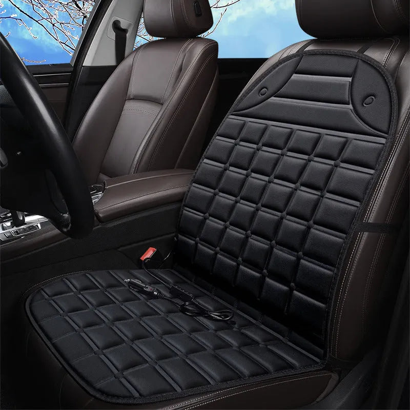 On board heated seat cushion checkered single seat black fibre material winter thermal insulation 98x48cm