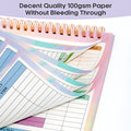 B5 spiral bound budget tally book with a PP cover, open on a table.