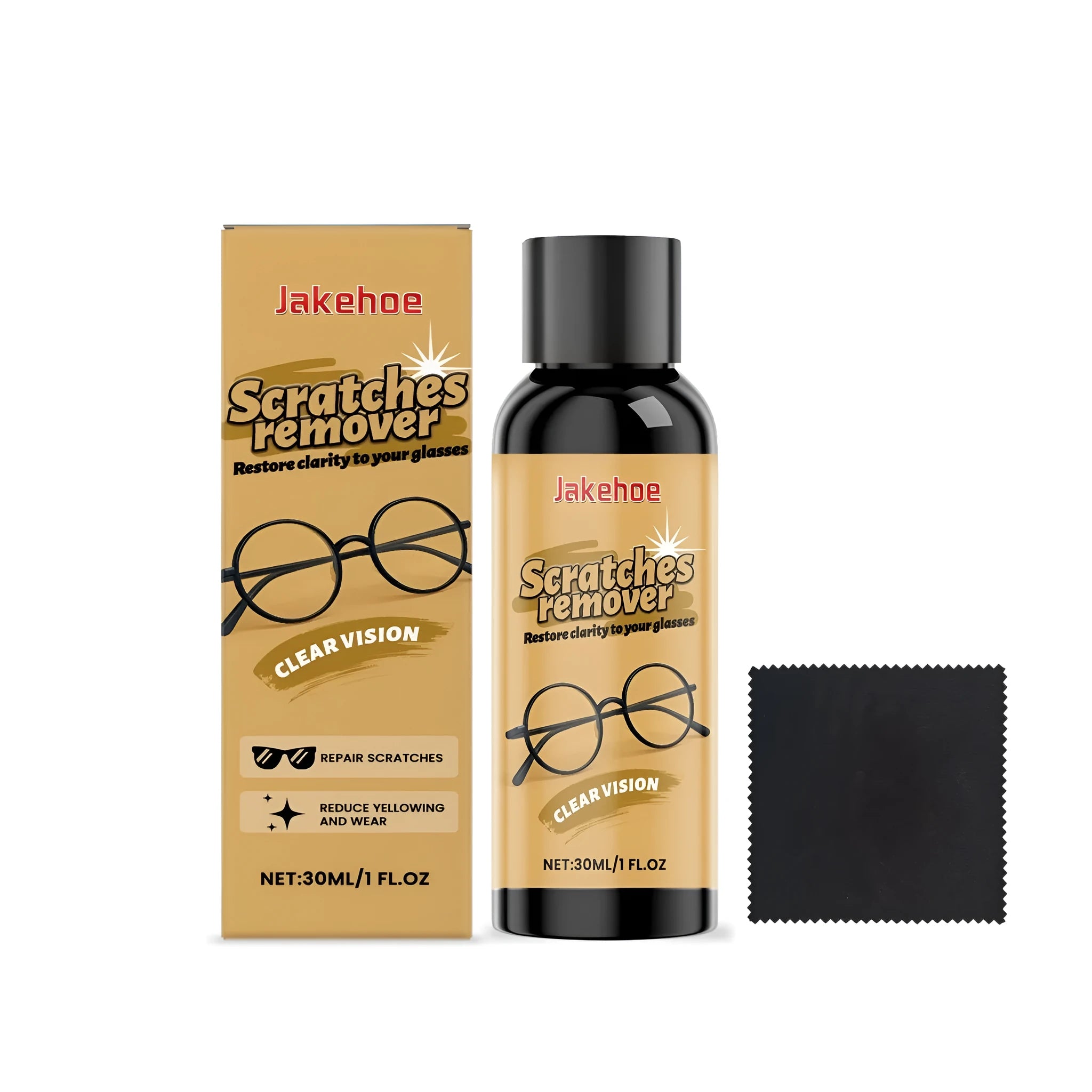 30ml glasses scratch remover bottle and microfibre cloth for lens scratch repair