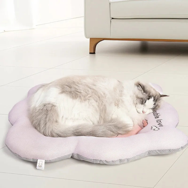 Green pet cooling mat for dogs and cats with gel cooling technology in four available sizes