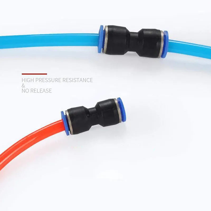 Jinqi black pneumatic plastic straight through butt quick connector for 4-16 mm tubes, 100-pack