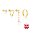 S925 sterling silver geometric clover petal earrings with an electroplated gold finish.