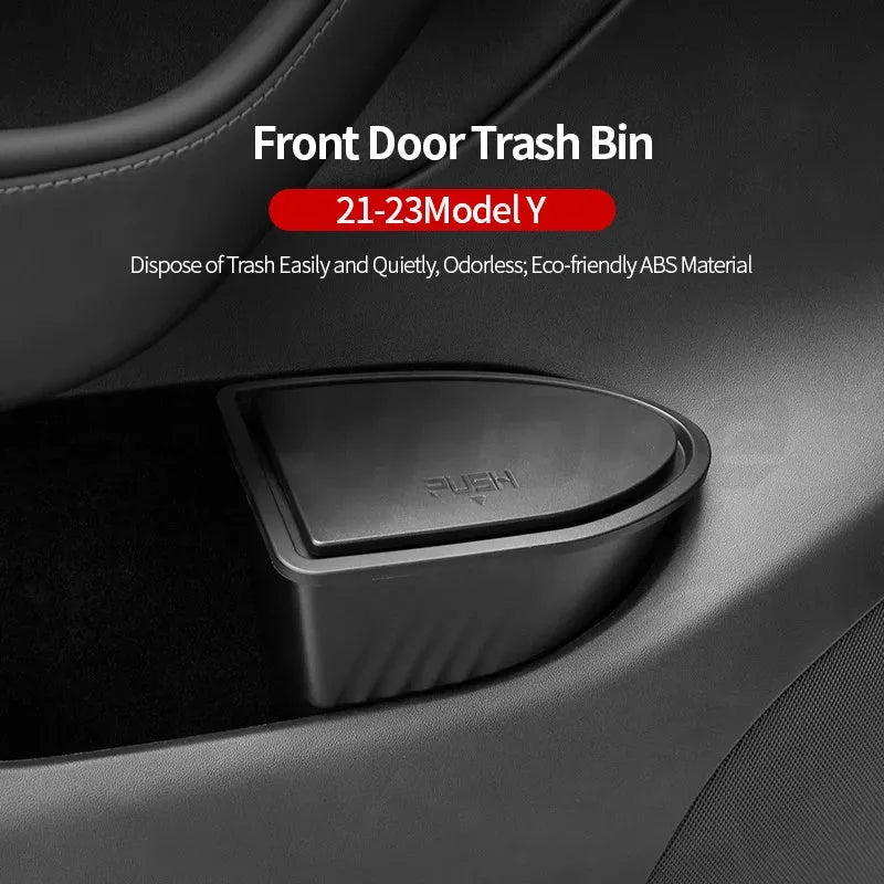 Black waterproof ABS car door storage containers for Tesla Model Y front doors