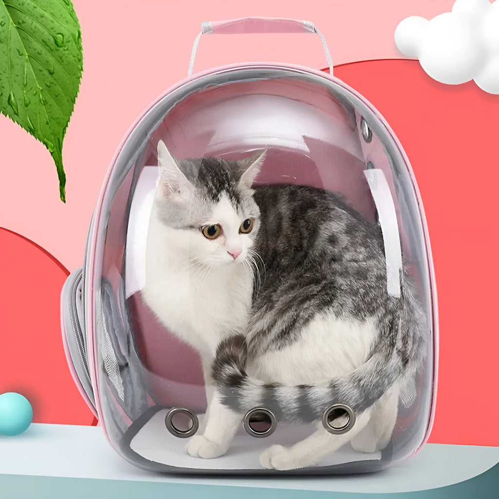 Medium capacity grey PC cat diaper bag with side-open design, shown next to a pink version.