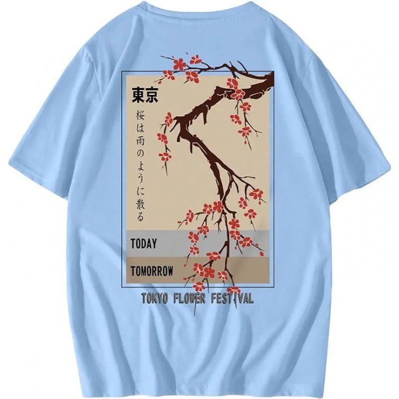 Printed men's street style short-sleeved sports t-shirt with digital pattern on polyester fabric
