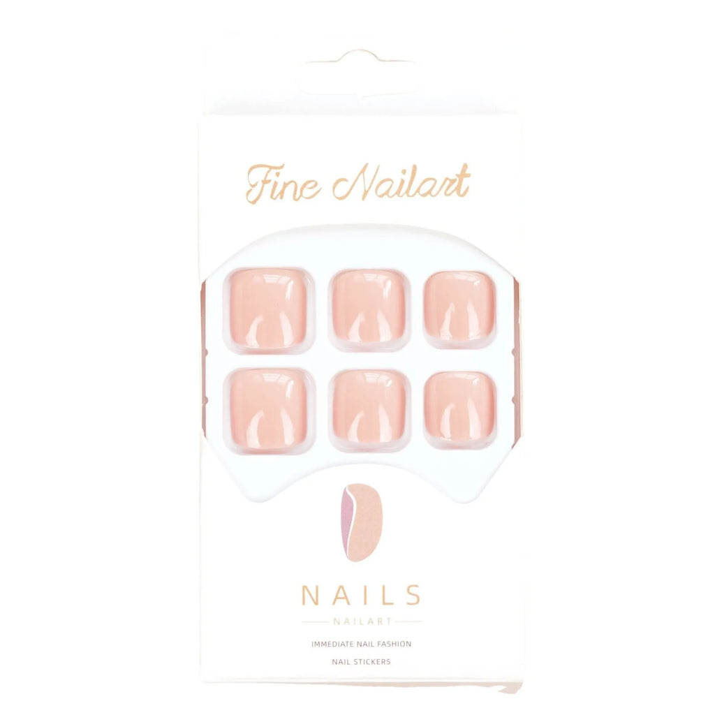 Skin colour plastic toenail stickers with J-52 design and adhesive glue for nail decoration