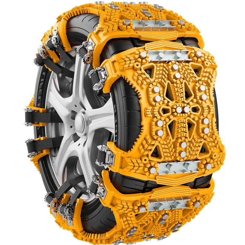 Universal nonskid chain with steel plate gear, black, for car or SUV, with installation tools