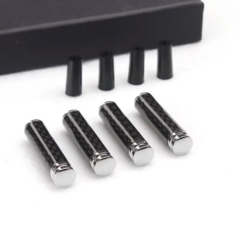 Set of four carbon fibre and metal car door handle decorative replacement covers.