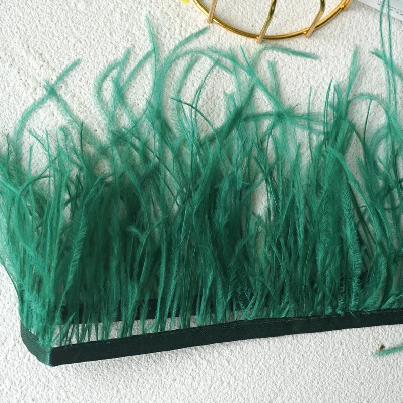 Decorative feather cloth strip in multiple colours, approximately 10-15cm wide, 1 metre length, for DIY clothing and craft trim