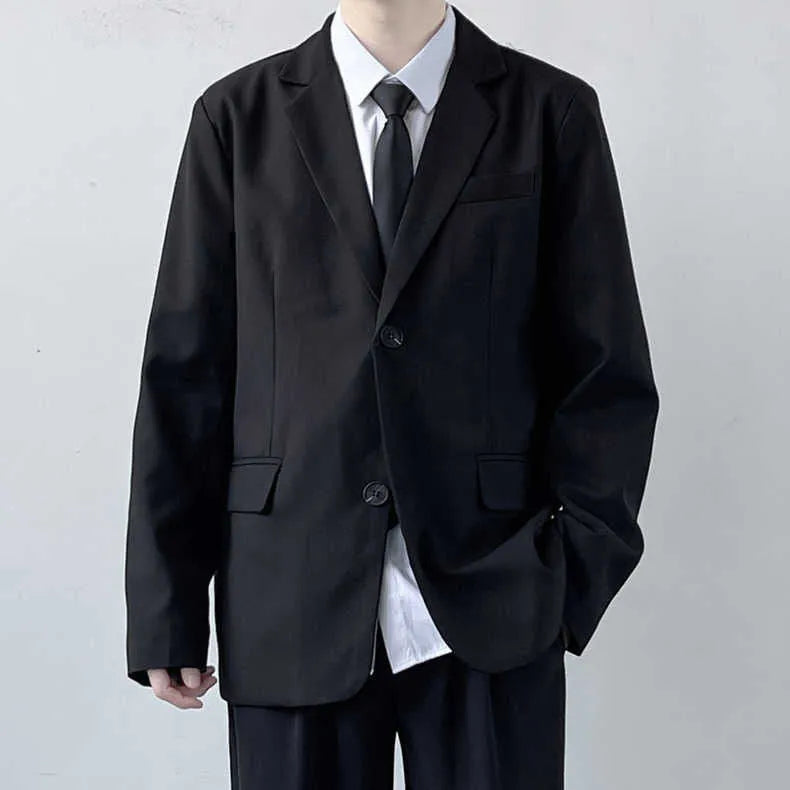Men's plus size college style three-piece suit set with white shirt and tie