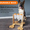 Natural wood colour dog puzzle toy feeder measuring 31cm by 30cm by 20cm