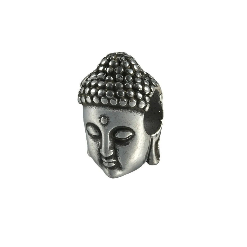 Stainless steel hollow skull Buddha earrings showing four electroplated colour options