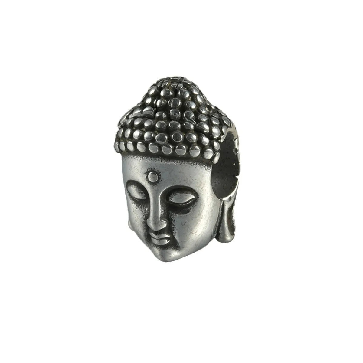 Stainless steel hollow skull Buddha earrings showing four electroplated colour options