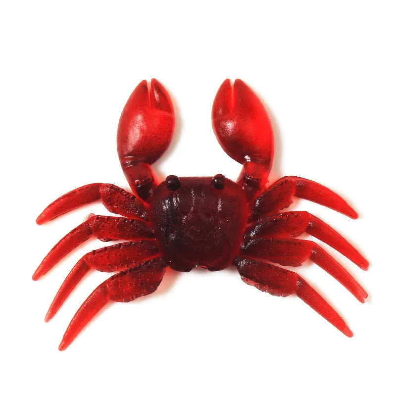8cm brown and red PVC soft plastic crab fishing lure on a white background