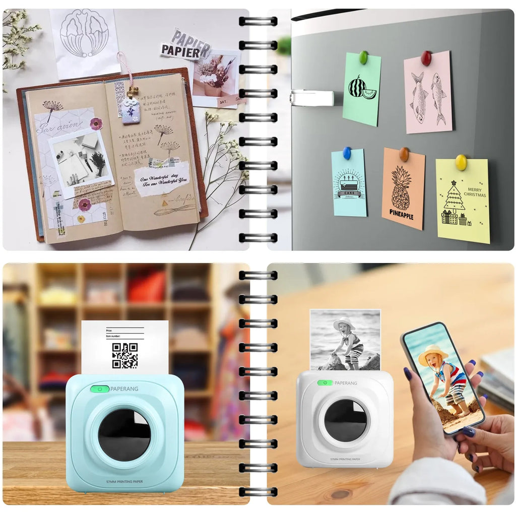 White pocket portable Bluetooth thermal label printer for home office use