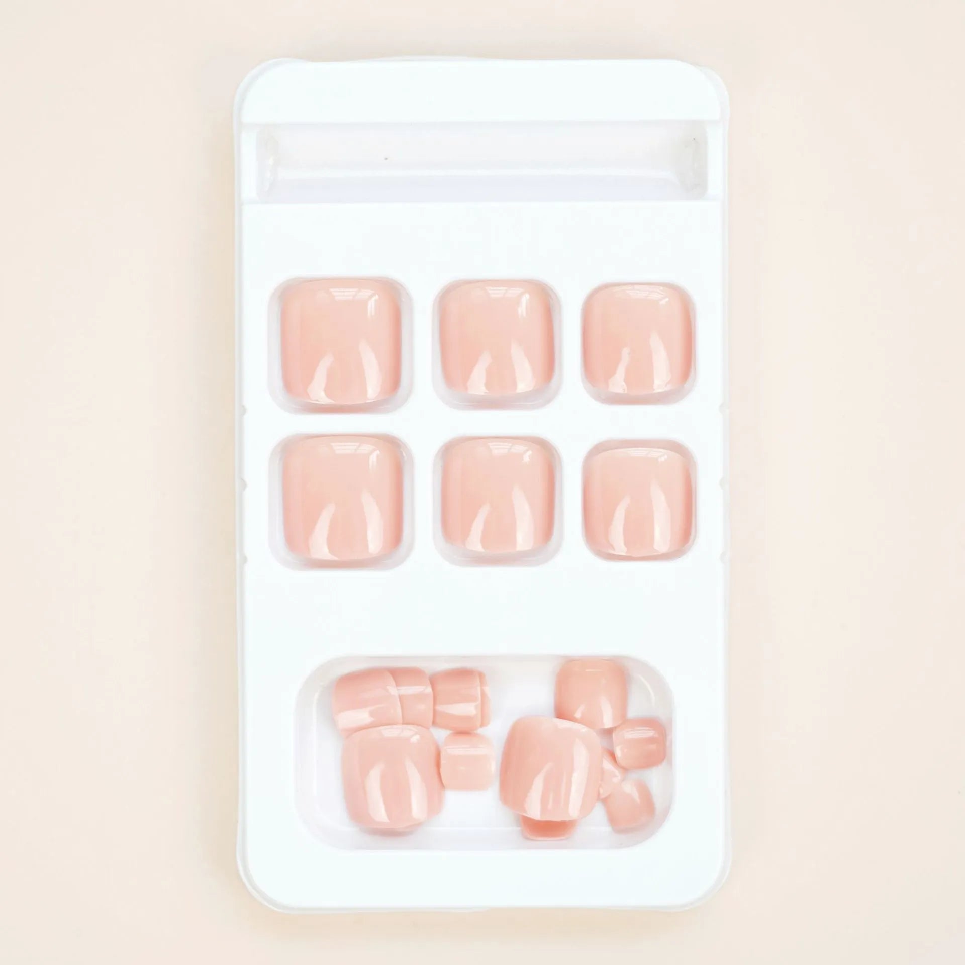 Skin colour plastic toenail stickers with J-52 design and adhesive glue for nail decoration