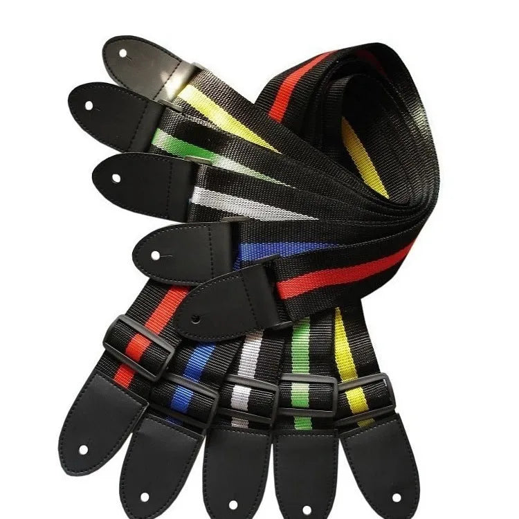 Woven crossbody strap for guitars, bass, and ukuleles in five colour options
