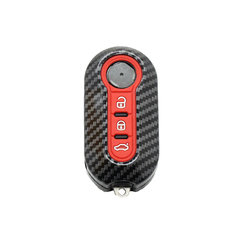 Fiat 500 remote key replacement shell with carbon fibre pattern in ABS plastic