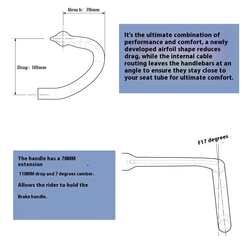 Carbon fiber road bicycle handlebar with red double line finish on a white background