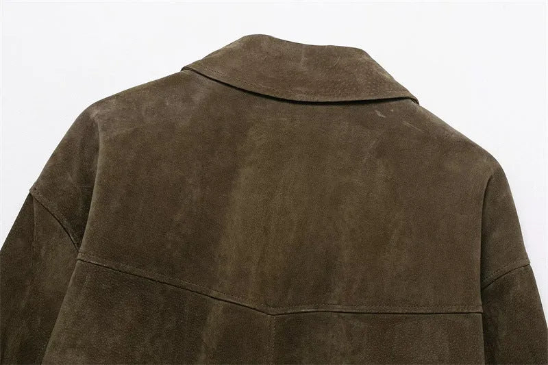 Women's casual jacket in PU fabric, Japanese-Korean style, shown in picture colour.