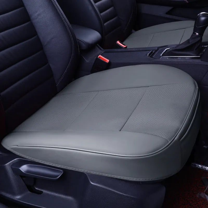 Car seat mat in beige with leather silk edge for front seat, fibre material