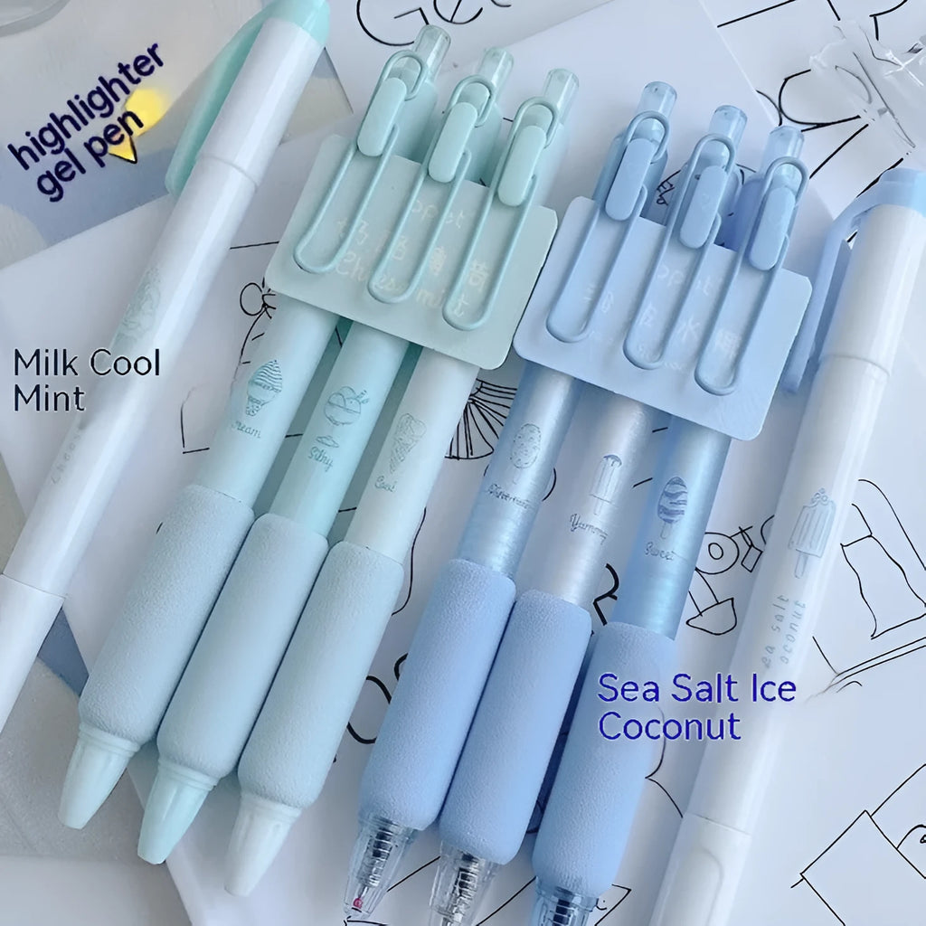 Four double-headed fluorescent pens with 05mm tips for student calligraphy practice