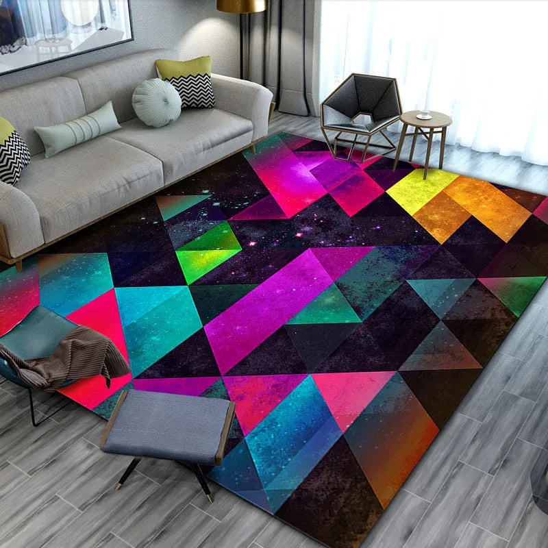 Modern minimalist geometric abstract machine woven crystal velvet polyester fibre rectangle carpet in multiple colours and sizes