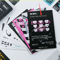 Box of fresh-style printed postcards showing the two design models for gift messages.