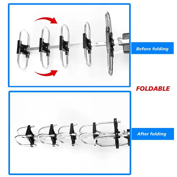 GR-1002 rotatable outdoor digital television antenna with high 28-36 dB gain for 470-862 MHz reception