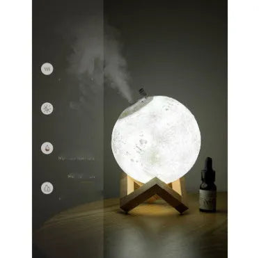 Spherical bedside humidifier with LED night light in three colour options and USB charging port