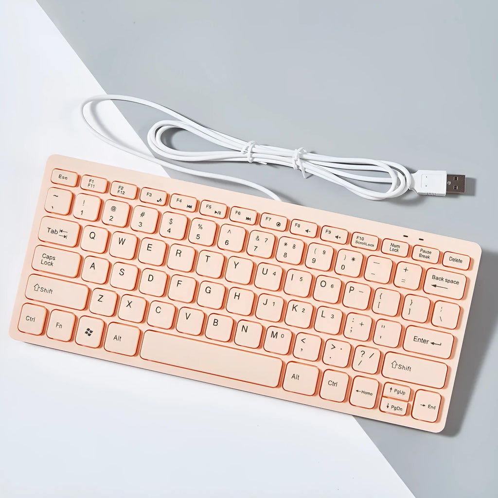 Compact USB wired keyboard with noiseless keys in four colour options