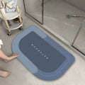 Blended fabric bathroom floor mat in Baikal blue colour showing oval and rectangular shape options