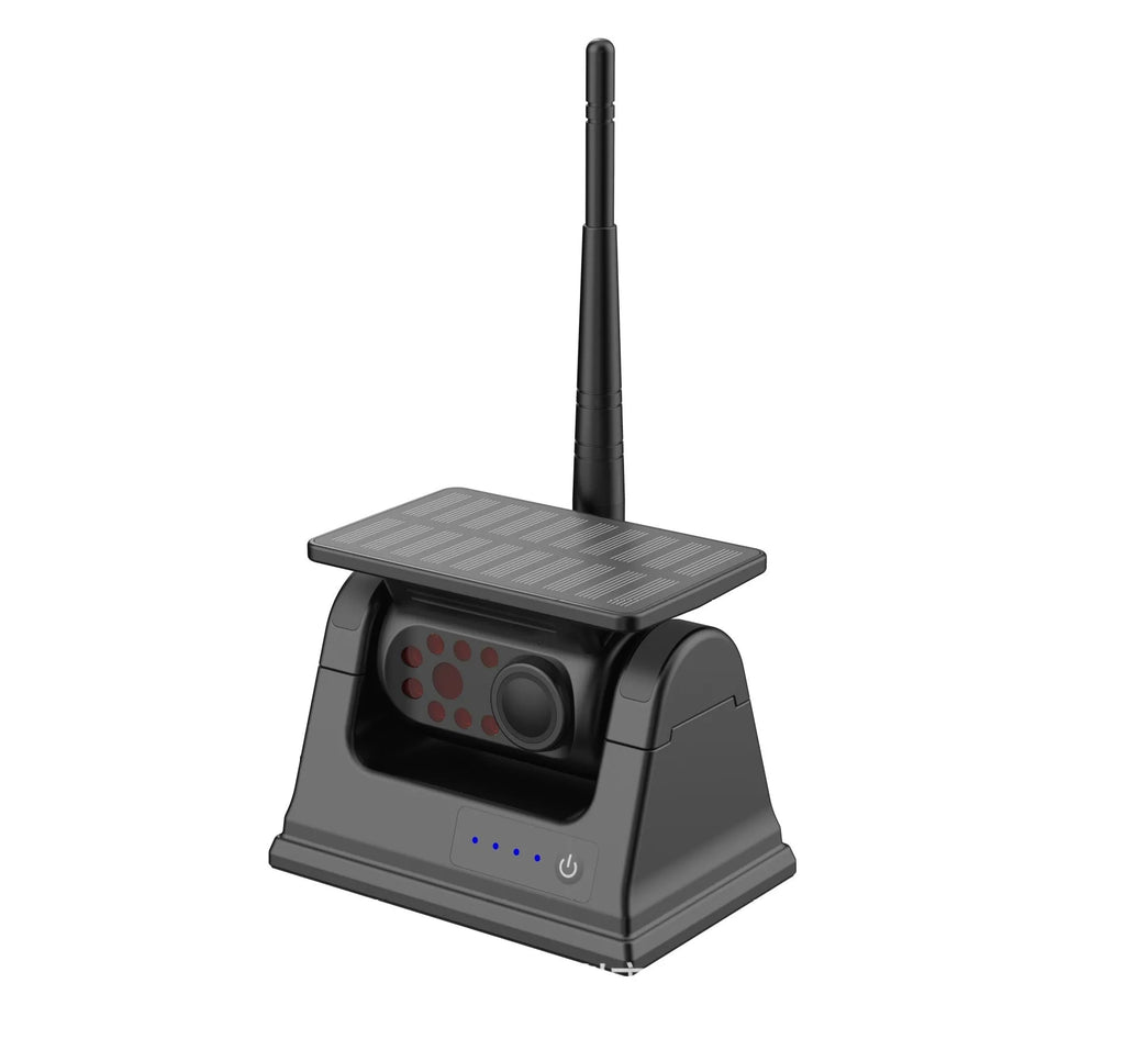 Solar wireless charging reversing camera with magnet suction mount and aluminium alloy shell