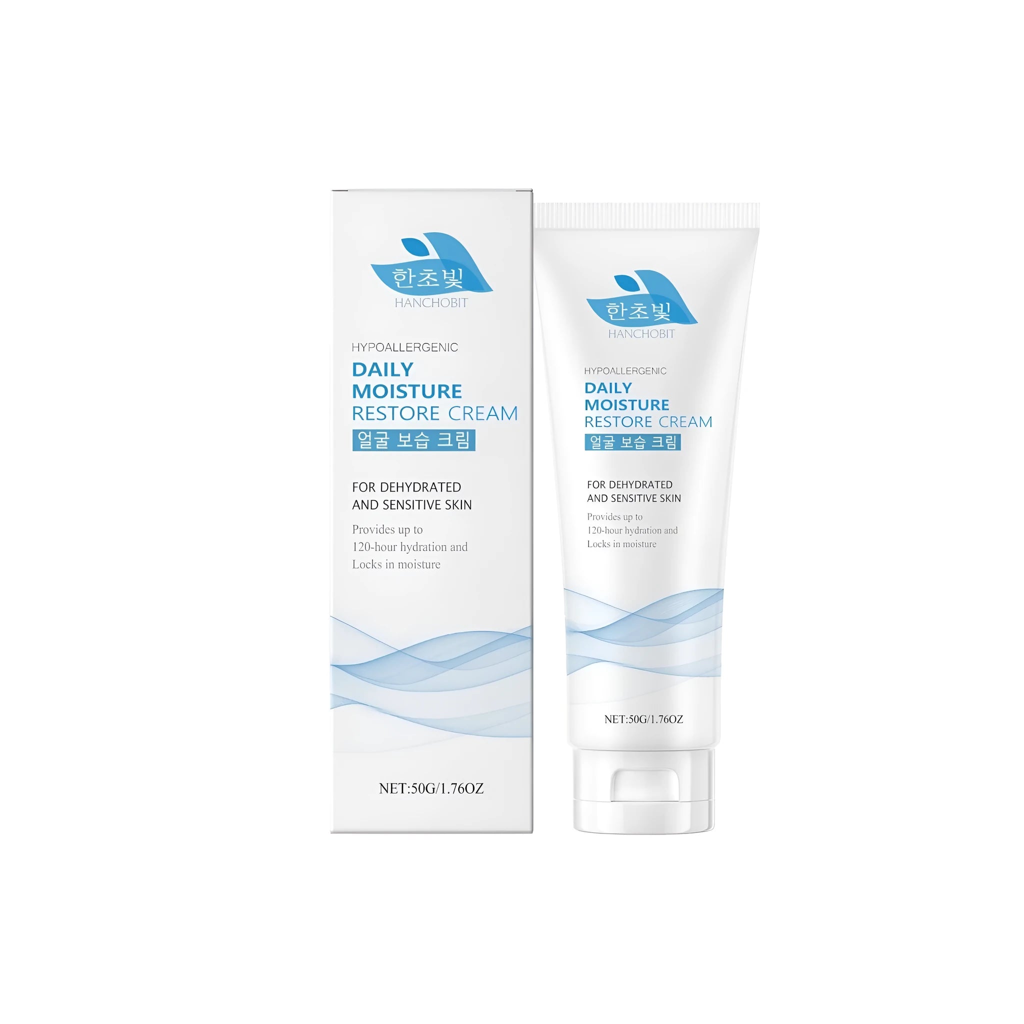 50g facial moisturising cream container with hyaluronic acid and ceramide NP
