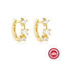 Sterling silver geometric stud earrings with small round diamond drop in gold or silver finish