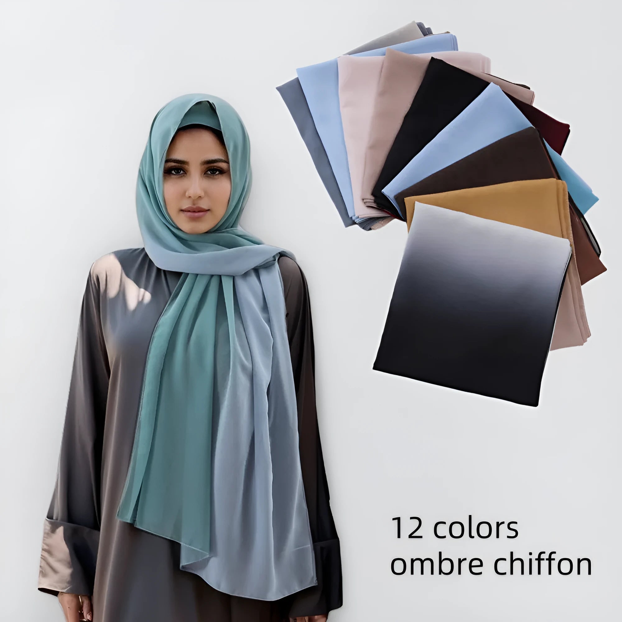 Bubble towel breathable soft scarf for women in chiffon with ethnic print, 175cm long, 70cm wide, available in 12 colours