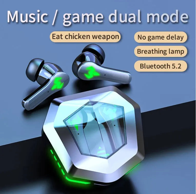 Black N35 wireless gaming Bluetooth earbuds with in-ear private mold design